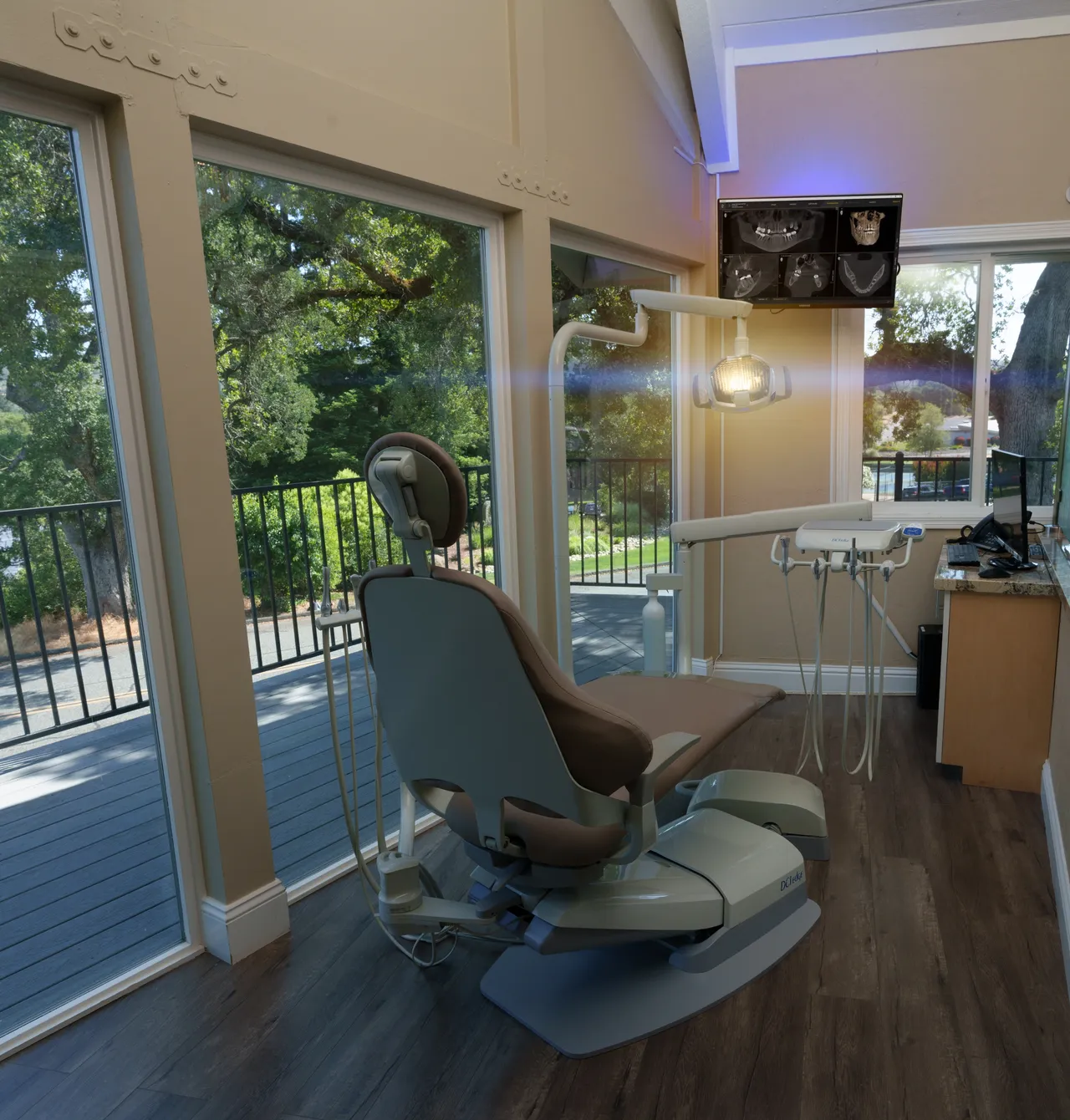 Peaceful view from a dental treatment room at Country Club Dental
